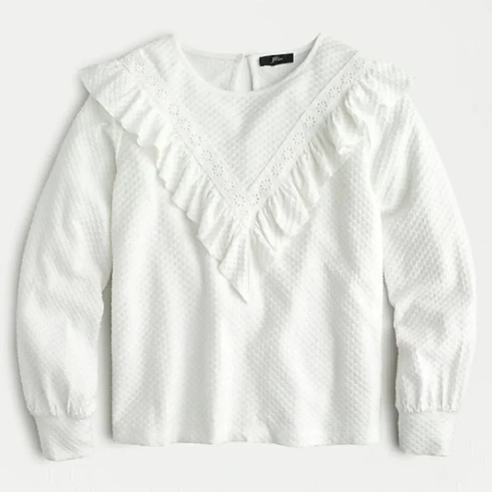 J.Crew Ruffle-trim knit cotton Top
